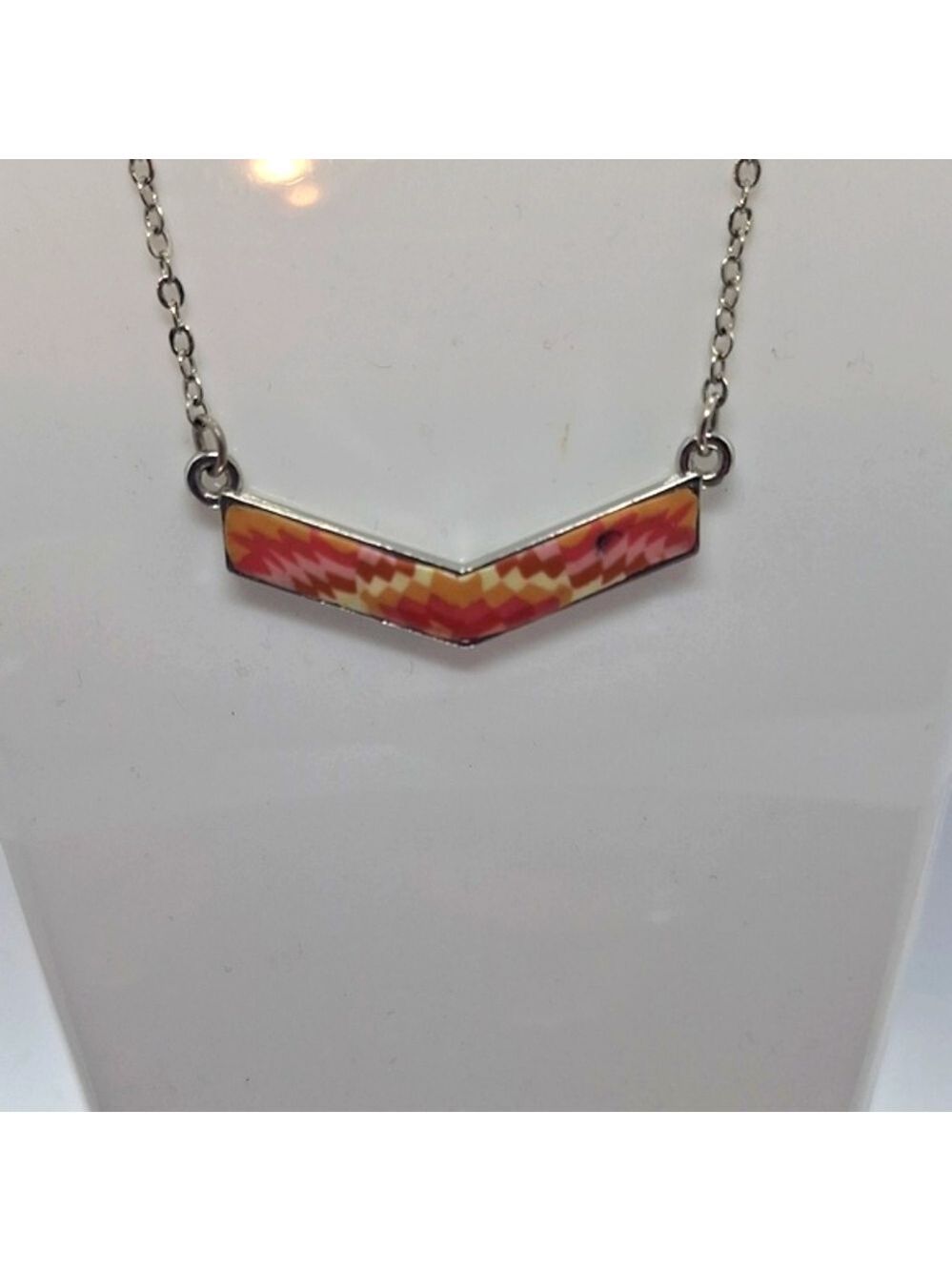 JilZarah chevron  silver necklace  14"